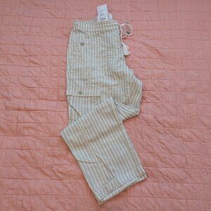 NEW Sonoma Linen Blend Cargo Cropped Capri Mid Rise Stripe Size 10 NWT